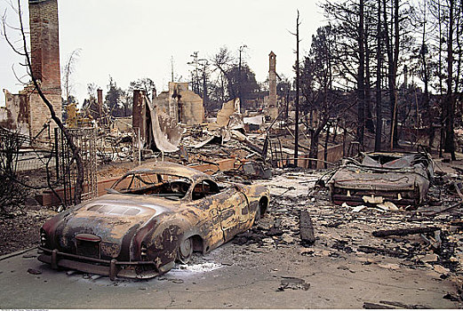 结果,森林火灾,奥克兰,加利福尼亚,美国