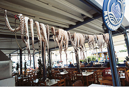鱿鱼,弄干,餐馆,纳克索斯岛,希腊