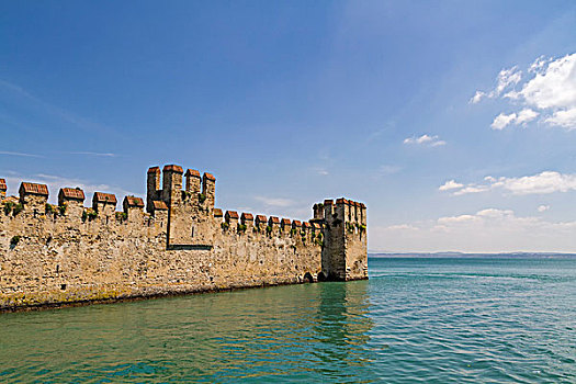 帘,墙壁,城堡,加尔达湖,西尔米奥奈,省,布雷西亚,伦巴第,意大利,欧洲