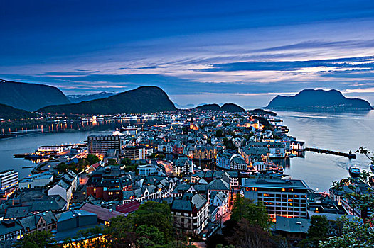 风景,奥勒松,黃昏,鲁姆斯达尔,挪威,斯堪的纳维亚,北欧