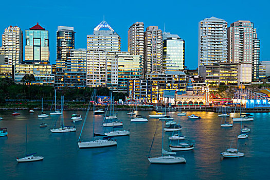船,湾,城市天际线,背景,薰衣草,悉尼,新南威尔士,澳大利亚