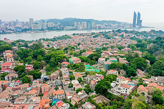 航拍福建厦门鼓浪屿风景名胜区风光