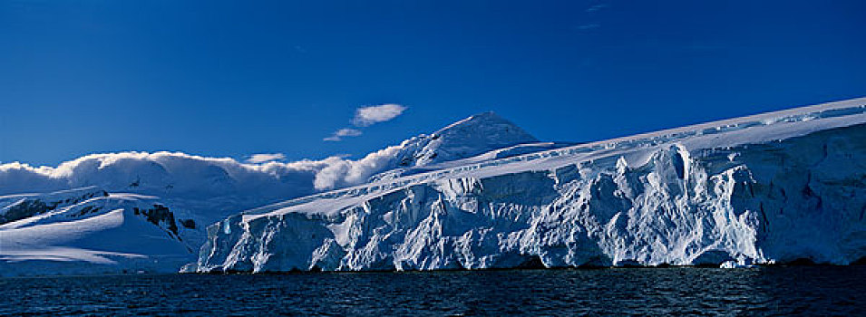 南极,夏天,太阳,山峰,围绕,冰河,南极半岛