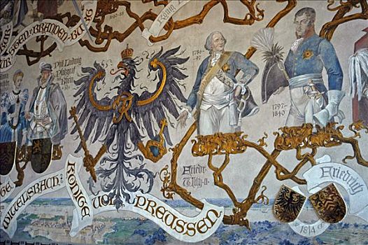 历史,壁画,祖先,城堡,贝尔吉施地区,北莱茵-威斯特伐利亚,德国