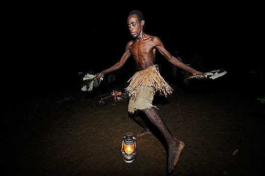 俾格米人,人,庆贺,歌曲,跳舞,夜晚,南,区域,喀麦隆,非洲