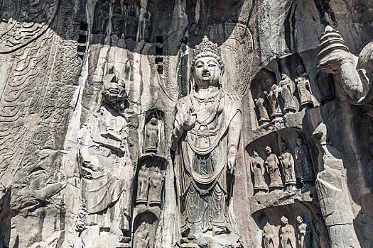 龙门石窟奉先寺摩崖造像,中国河南省洛阳市龙门山