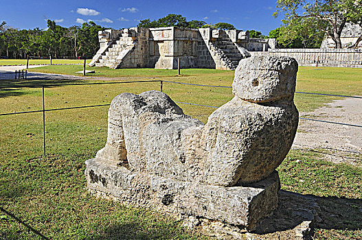 雕塑,玛雅,神,查克莫,奇琴伊察,尤卡坦半岛,墨西哥