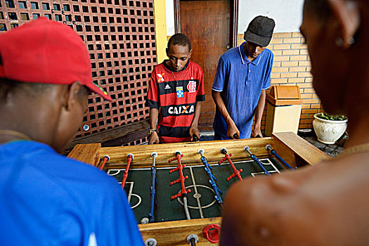 男孩,玩,桌上足球,交际,街道,孩子,地区,里约热内卢,里约热内卢州,巴西,南美
