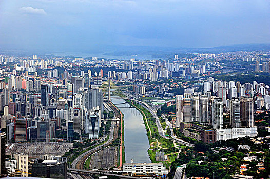 航拍,高层建筑,建筑,新,金融,中心,地区,圣保罗,巴西,南美