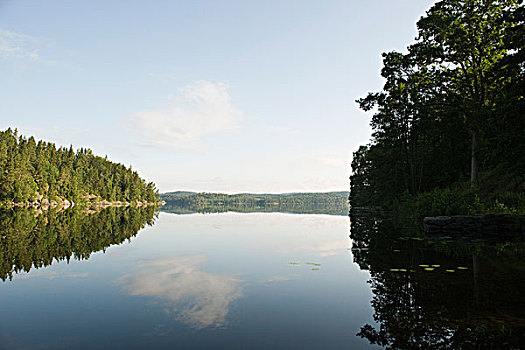 瑞典,平和,湖,场景