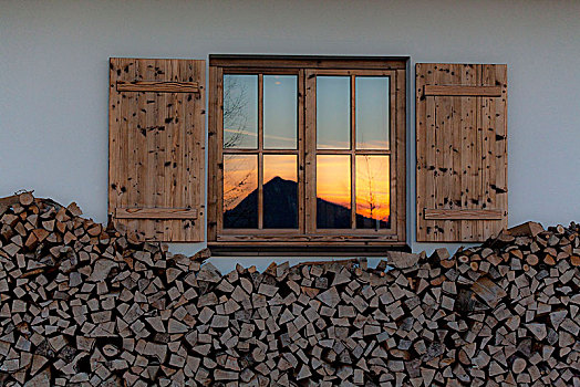 奥地利,提洛尔,窗户,木柴