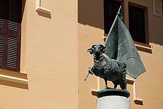 绵羊,雕塑,城镇,中心,米诺卡岛,西班牙,欧洲