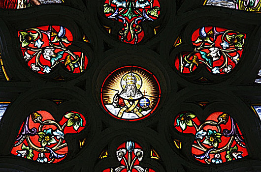 法国,彩色玻璃窗,圣日耳曼,教堂,上帝