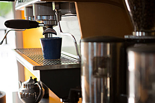 机器,制作,咖啡杯,特写,咖啡