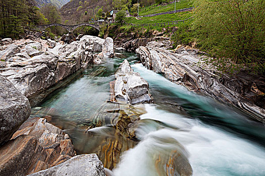石头,河,山谷,提契诺河,瑞士,欧洲
