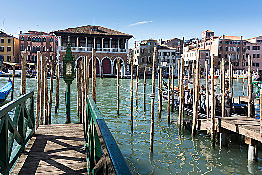 威尼斯,大运河,小船,栈桥,通道,草原