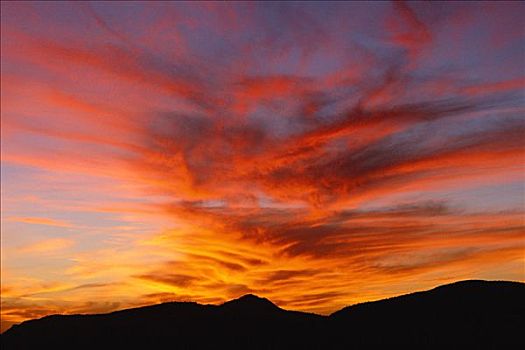 日落,上方,山峦,亚利桑那,美国