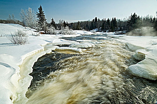 冬天,水道,靠近,曼尼托巴,加拿大