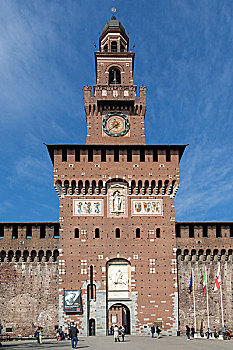 入口,城堡,广场,米兰,意大利,欧洲