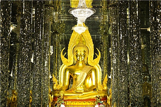 金色,佛像,大教堂,玻璃,庙宇,泰国