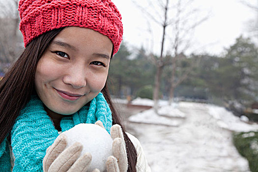 美女,雪球