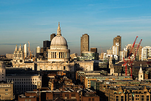伦敦,天际线,风景,上方,圣保罗大教堂