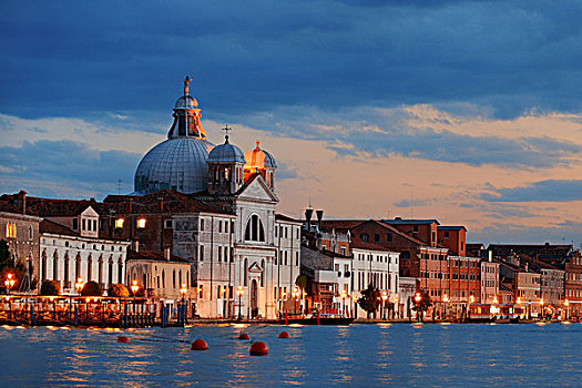 威尼斯,天际线,夜晚,历史,建筑,意大利