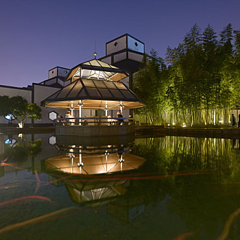 夜幕下的苏州博物馆景观