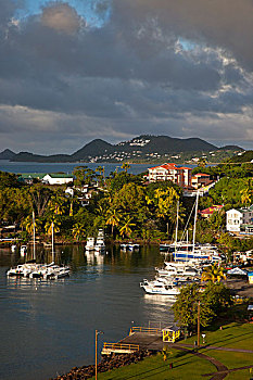 船,小,港口,卡斯特里,加勒比岛屿,西印度群岛