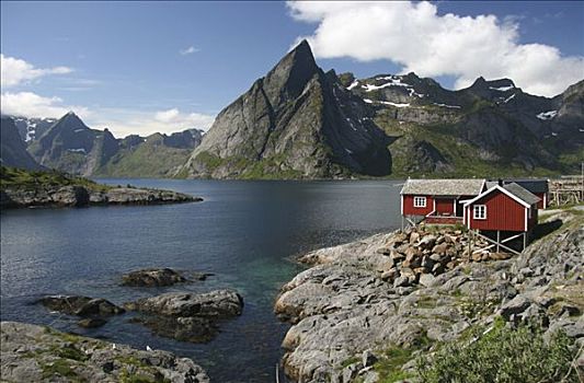 木屋,罗弗敦群岛,挪威,斯堪的纳维亚,欧洲