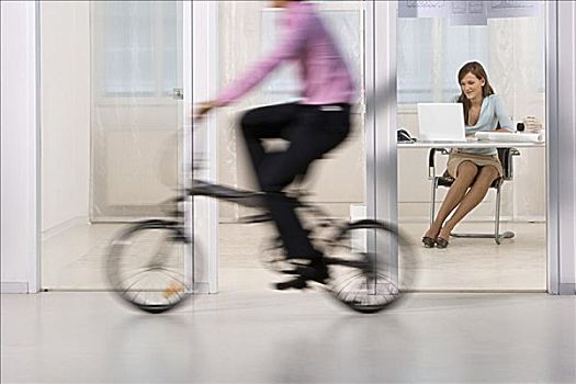 女人,工作,男人,自行车