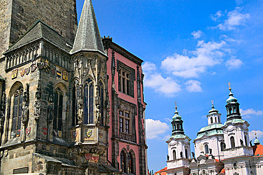 天文钟,圣尼古拉斯教堂,老城广场,布拉格,捷克共和国