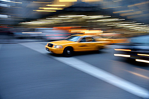 黄色,出租车,公园大道,曼哈顿中城,纽约,美国