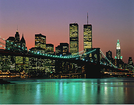 布鲁克林大桥,曼哈顿,岛屿,纽约,美国