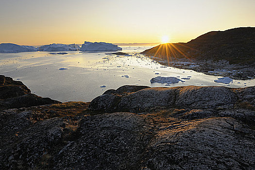 海岸,冰山,伊路利萨特冰湾,伊路利萨特,迪斯科湾,格陵兰