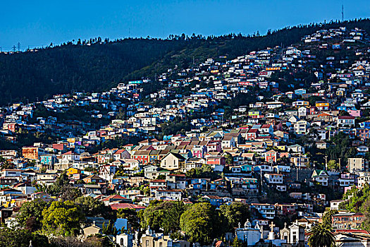 俯视,住宅,瓦尔帕莱索,智利
