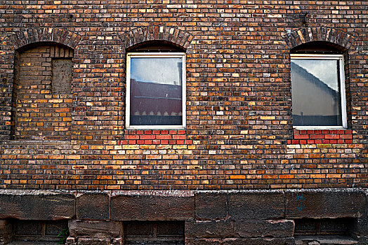 砖,建筑,窗户,哈尔茨山,图林根州,德国