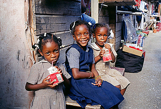 孩子,道路,牙买加,加勒比