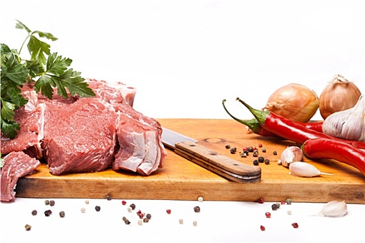 鲜肉,牛肉,骨头,木质,调味品,刀