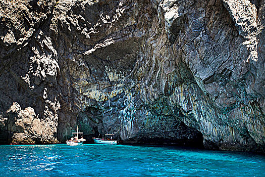 船,蓝色,洞穴,卡普里岛,坎帕尼亚区,意大利,欧洲