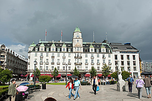 大酒店,大门,奥斯陆,挪威,斯堪的纳维亚,北欧,欧洲