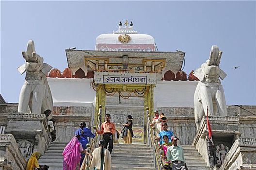入口,庙宇,乌代浦尔,拉贾斯坦邦,北印度,亚洲