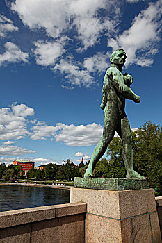 芬兰,区域,坦佩雷,城市,桥,雕塑,猎捕,雕刻师