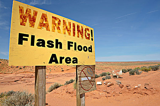 美国,亚利桑那,纳瓦霍部落,羚羊谷,警告,洪水,区域,标识,大幅,尺寸