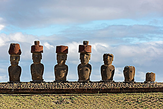 复活节岛石像,国家公园,拉帕努伊,复活节岛,智利,南美