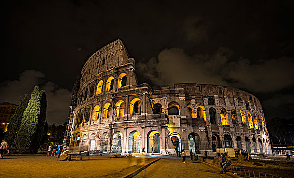 圆形剧场,罗马角斗场,夜晚,罗马,拉齐奥,意大利,欧洲