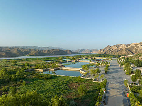 宁夏吴忠市青铜峡市一百零八塔景区航拍图片