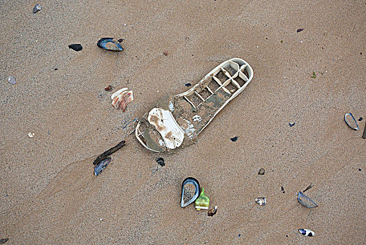 海滩,遗物,手套,垃圾,环保,遗弃