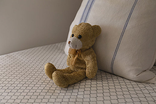 泰迪熊,床,卧室,在家