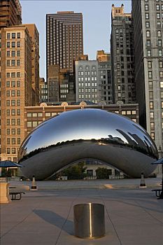 豆,雕塑,城镇广场,云门,千禧公园,芝加哥,伊利诺斯,美国